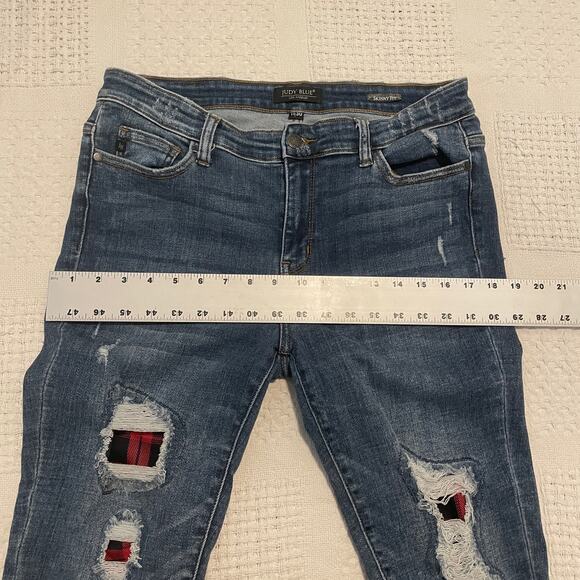 Judy Blue Los Angeles 11/30 skinny fit distressed buffalo plaid jean J2 7072 - Picture 6 of 14